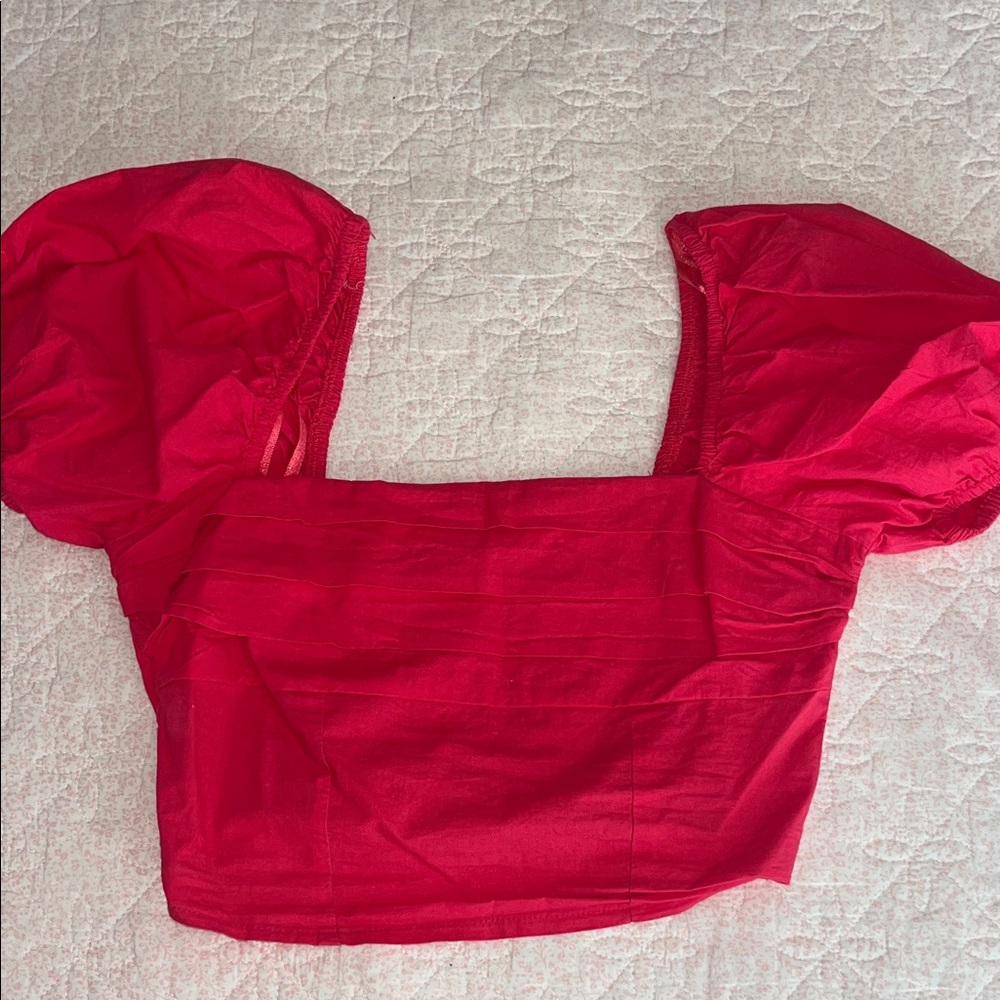 Chic Scarlet Puff Sleeve Blouse